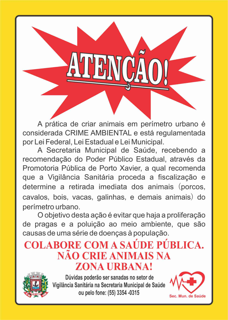 PROIBIDA A CRIAÇÃO DE ANIMAIS EM ÁREA URBANA 